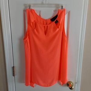 KIM KARDASHIAN SLEEVELESS SHEER OPEN BACK BLOUSE NEON PINK SHRIMP by KK MED EUC!